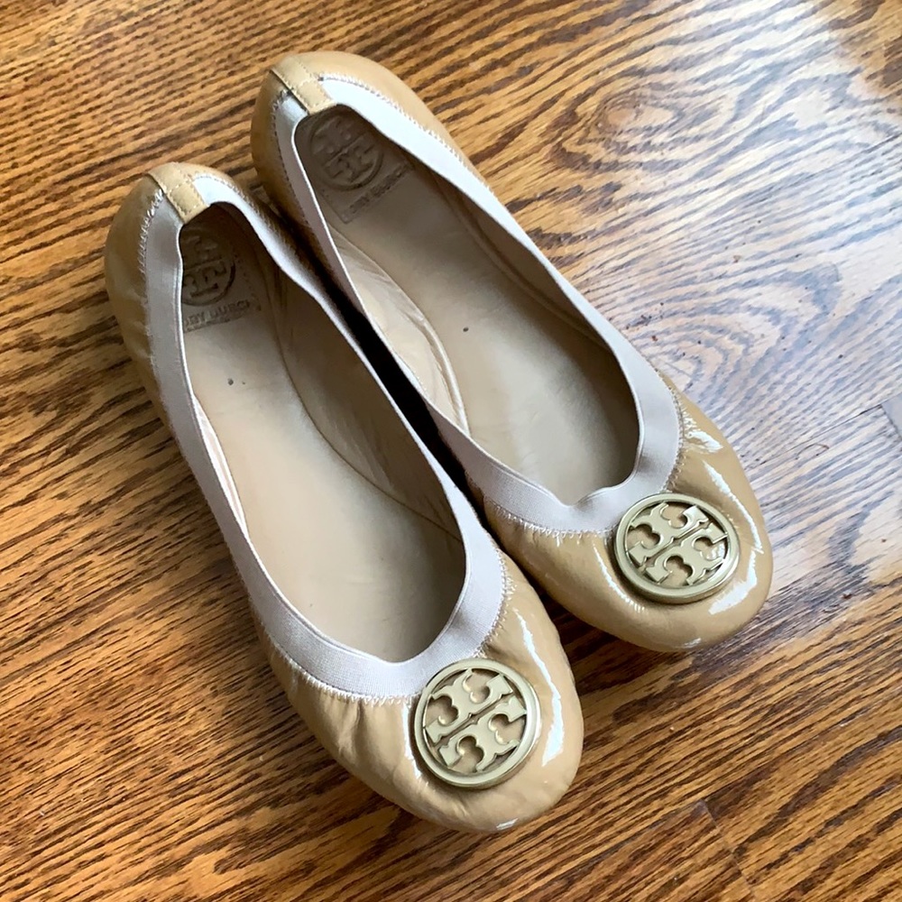Tory Burch Neutral Patent Ballet Flats